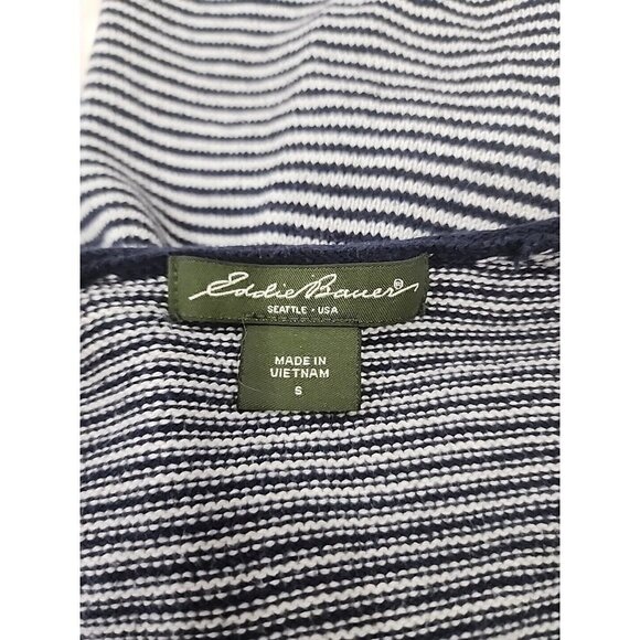 Eddie Bauer Sweater Women Blue White Stripes Long Sleeve Roll Hem Nautical Small - Picture 6 of 8